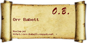 Orr Babett névjegykártya